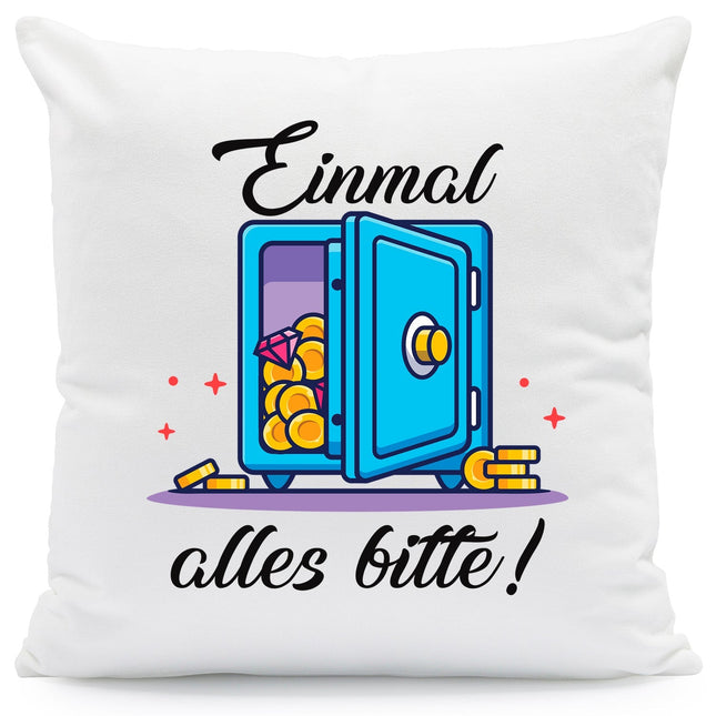 SEO. Bedrucktes Kissen mit Spruch Einmal alles bitte - mit Füllung Linkreich