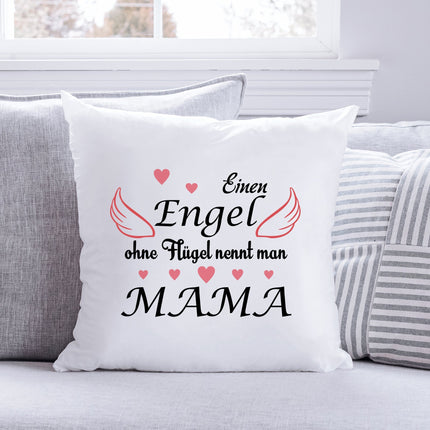 SEO. Bedrucktes Kissen mit Spruch Engel ohne Flügel - mit Füllung Linkreich