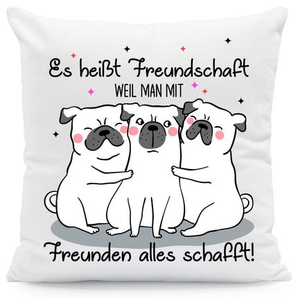 SEO. Bedrucktes Kissen mit Spruch Es heißt Freundschaft - ohne Füllung Linkreich