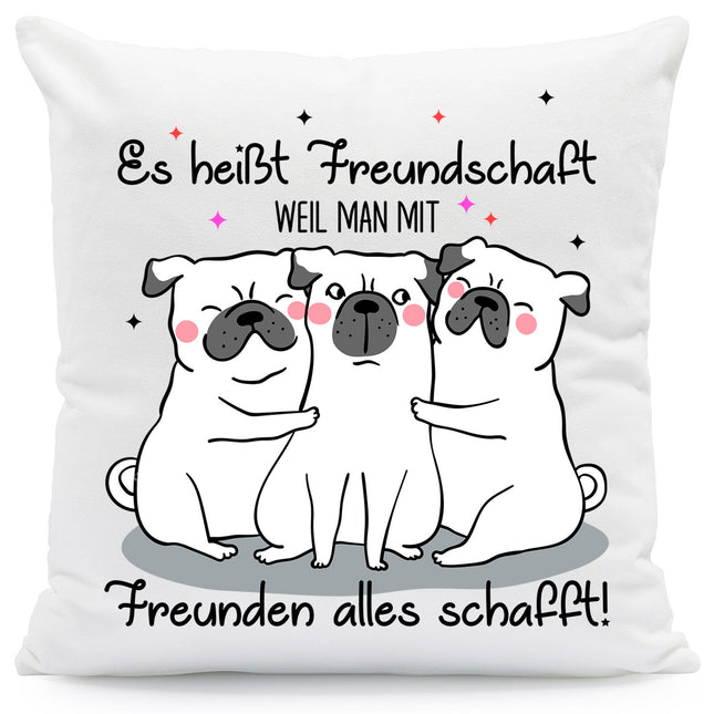 SEO. Bedrucktes Kissen mit Spruch Es heißt Freundschaft - ohne Füllung Linkreich
