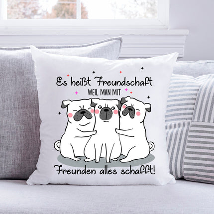 SEO. Bedrucktes Kissen mit Spruch Es heißt Freundschaft - ohne Füllung Linkreich