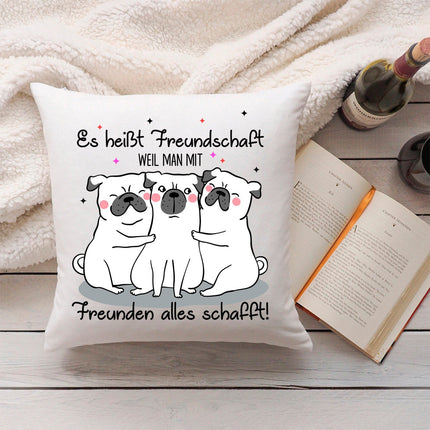SEO. Bedrucktes Kissen mit Spruch Es heißt Freundschaft - ohne Füllung Linkreich