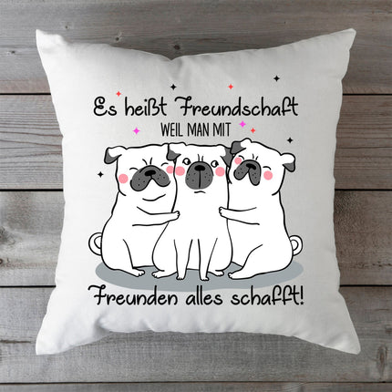 SEO. Bedrucktes Kissen mit Spruch Es heißt Freundschaft - ohne Füllung Linkreich