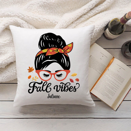 SEO. Bedrucktes Kissen mit Spruch Fall Vibes mit Wunschname - ohne Füllung Linkreich