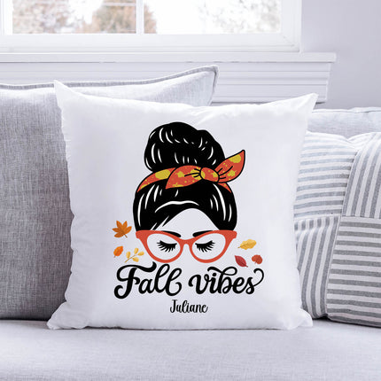 SEO. Bedrucktes Kissen mit Spruch Fall Vibes mit Wunschname - ohne Füllung Linkreich