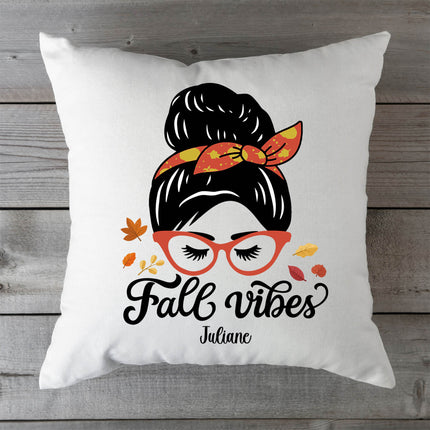 SEO. Bedrucktes Kissen mit Spruch Fall Vibes mit Wunschname - ohne Füllung Linkreich