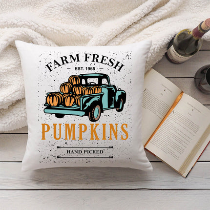 SEO. Bedrucktes Kissen mit Spruch Farm fresh pumpkins - ohne Füllung Linkreich