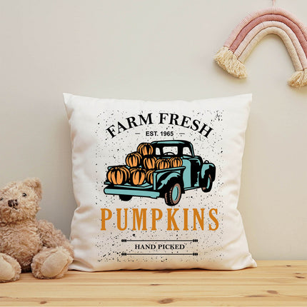 SEO. Bedrucktes Kissen mit Spruch Farm fresh pumpkins - ohne Füllung Linkreich