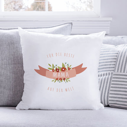 SEO. Bedrucktes Kissen mit Spruch Für die beste Mama - mit Füllung Linkreich