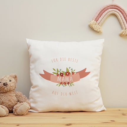 SEO. Bedrucktes Kissen mit Spruch Für die beste Mama - mit Füllung Linkreich