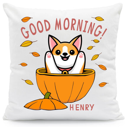 SEO. Bedrucktes Kissen mit Spruch Good morning Dog pumpkin - ohne Füllung Linkreich