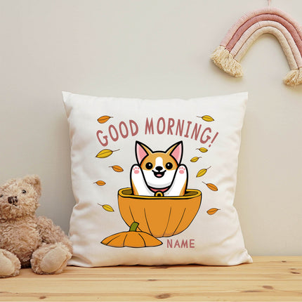 SEO. Bedrucktes Kissen mit Spruch Good morning Dog pumpkin - ohne Füllung Linkreich