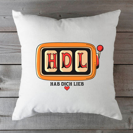 SEO. Bedrucktes Kissen mit Spruch HAB DICH LIEB - ohne Füllung Linkreich