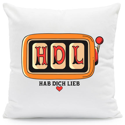 SEO. Bedrucktes Kissen mit Spruch HAB DICH LIEB - ohne Füllung Linkreich