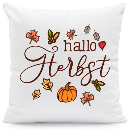 SEO. Bedrucktes Kissen mit Spruch Hallo Herbst - ohne Füllung Linkreich