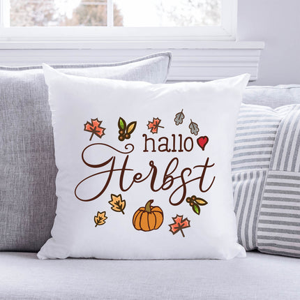 SEO. Bedrucktes Kissen mit Spruch Hallo Herbst - ohne Füllung Linkreich