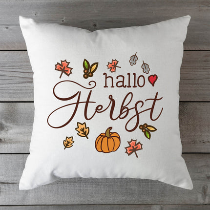 SEO. Bedrucktes Kissen mit Spruch Hallo Herbst - ohne Füllung Linkreich