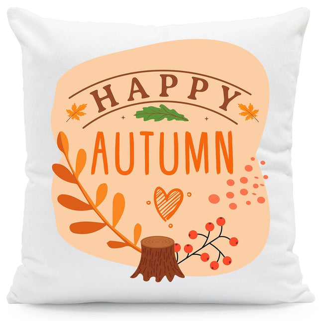 SEO. Bedrucktes Kissen mit Spruch Happy Autumn - ohne Füllung Linkreich