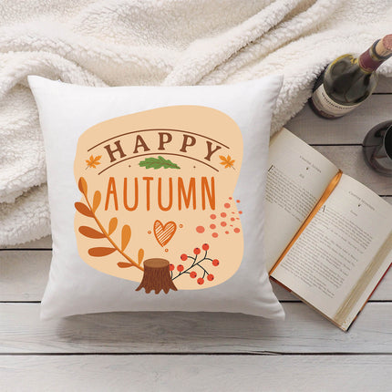 SEO. Bedrucktes Kissen mit Spruch Happy Autumn - ohne Füllung Linkreich