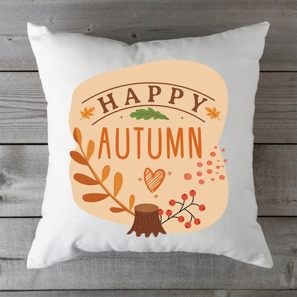 SEO. Bedrucktes Kissen mit Spruch Happy Autumn - ohne Füllung Linkreich