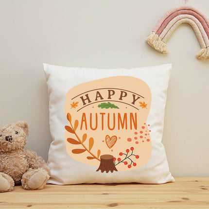SEO. Bedrucktes Kissen mit Spruch Happy Autumn - ohne Füllung Linkreich