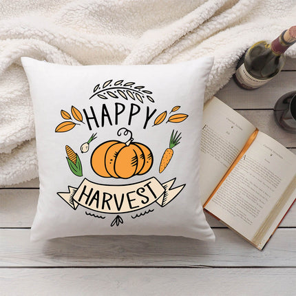 SEO. Bedrucktes Kissen mit Spruch Happy Harvest - ohne Füllung Linkreich