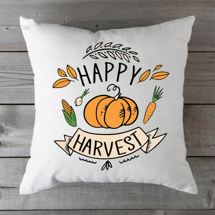 SEO. Bedrucktes Kissen mit Spruch Happy Harvest - ohne Füllung Linkreich