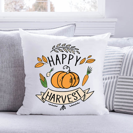 SEO. Bedrucktes Kissen mit Spruch Happy Harvest - ohne Füllung Linkreich