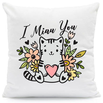 SEO. Bedrucktes Kissen mit Spruch I Miau You - ohne Füllung Linkreich