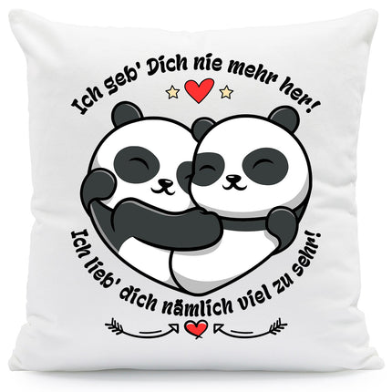 SEO. Bedrucktes Kissen mit Spruch Ich geb Dich nie mehr her - ohne Füllung Linkreich