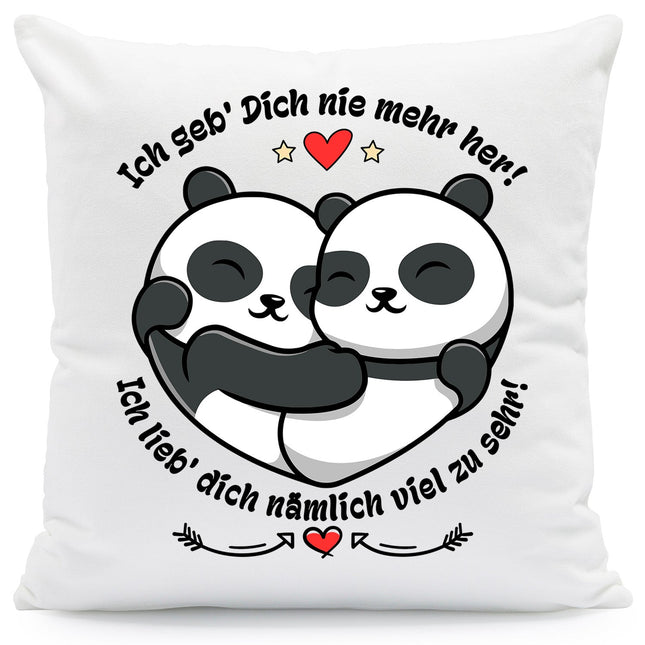 SEO. Bedrucktes Kissen mit Spruch Ich geb Dich nie mehr her - ohne Füllung Linkreich