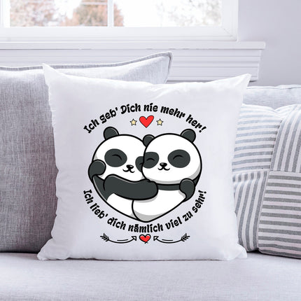 SEO. Bedrucktes Kissen mit Spruch Ich geb Dich nie mehr her - ohne Füllung Linkreich