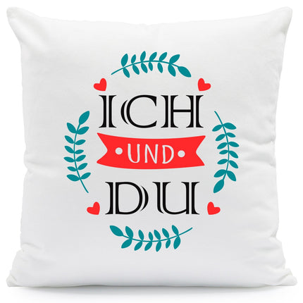 SEO. Bedrucktes Kissen mit Spruch Ich und Du - mit Füllung Linkreich