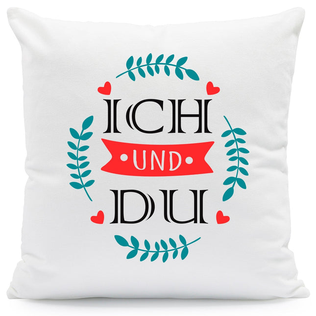 SEO. Bedrucktes Kissen mit Spruch Ich und Du - mit Füllung Linkreich