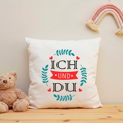 SEO. Bedrucktes Kissen mit Spruch Ich und Du - mit Füllung Linkreich