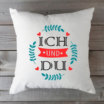 SEO. Bedrucktes Kissen mit Spruch Ich und Du - mit Füllung Linkreich