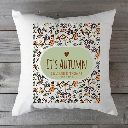 SEO. Bedrucktes Kissen mit Spruch It's Autumn - ohne Füllung Linkreich
