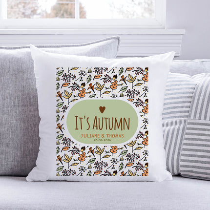 SEO. Bedrucktes Kissen mit Spruch It's Autumn - ohne Füllung Linkreich
