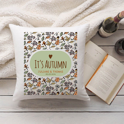 SEO. Bedrucktes Kissen mit Spruch It's Autumn - ohne Füllung Linkreich