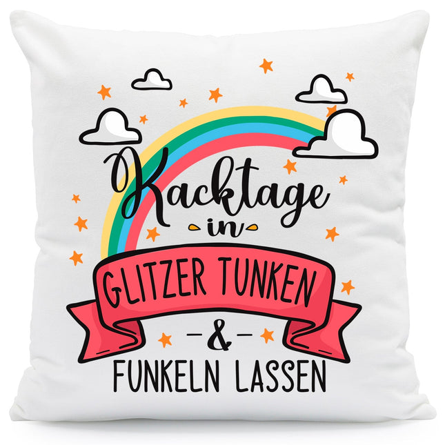 SEO. Bedrucktes Kissen mit Spruch Kacktage in Glitzer tunken & funkeln lassen - mit Füllung Linkreich