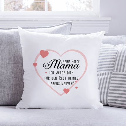 SEO. Bedrucktes Kissen mit Spruch Keine Sorge Mama - ohne Füllung Linkreich