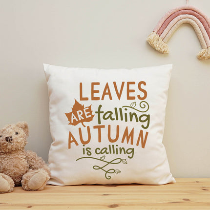SEO. Bedrucktes Kissen mit Spruch Leaves are falling autumn is calling - ohne Füllung Linkreich
