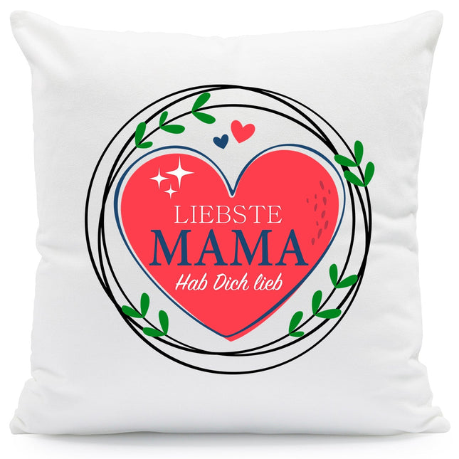 SEO. Bedrucktes Kissen mit Spruch Liebste Mama Hab Dich lieb - ohne Füllung Linkreich