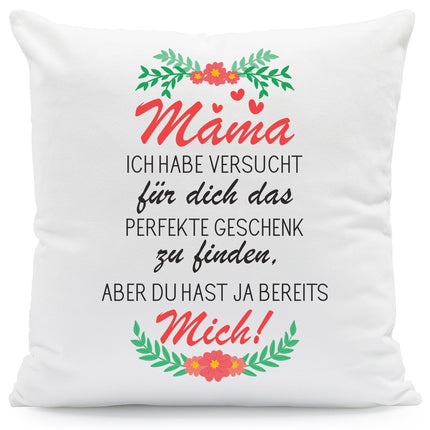 SEO. Bedrucktes Kissen mit Spruch Mama ich habe versucht - mit Füllung Linkreich