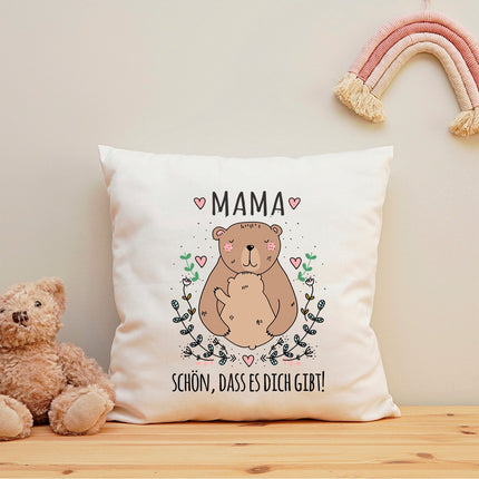 SEO. Bedrucktes Kissen mit Spruch Mama schön, dass es dich gibt - ohne Füllung Linkreich