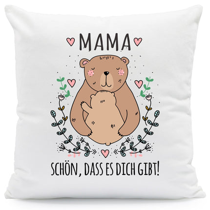 SEO. Bedrucktes Kissen mit Spruch Mama schön, dass es dich gibt - ohne Füllung Linkreich
