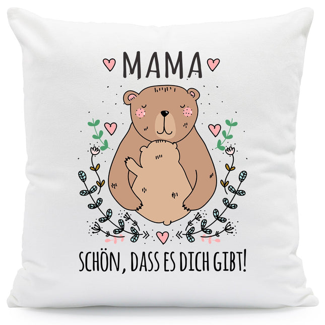SEO. Bedrucktes Kissen mit Spruch Mama schön, dass es dich gibt - ohne Füllung Linkreich