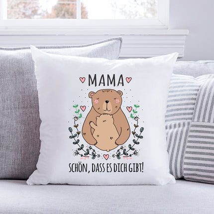 SEO. Bedrucktes Kissen mit Spruch Mama schön, dass es dich gibt - ohne Füllung Linkreich