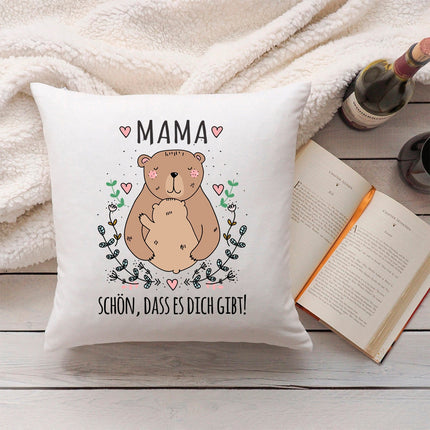 SEO. Bedrucktes Kissen mit Spruch Mama schön, dass es dich gibt - ohne Füllung Linkreich