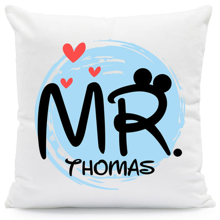 SEO. Bedrucktes Kissen mit Spruch - Mr & Mrs Mouse mit Namen - Mr Linkreich